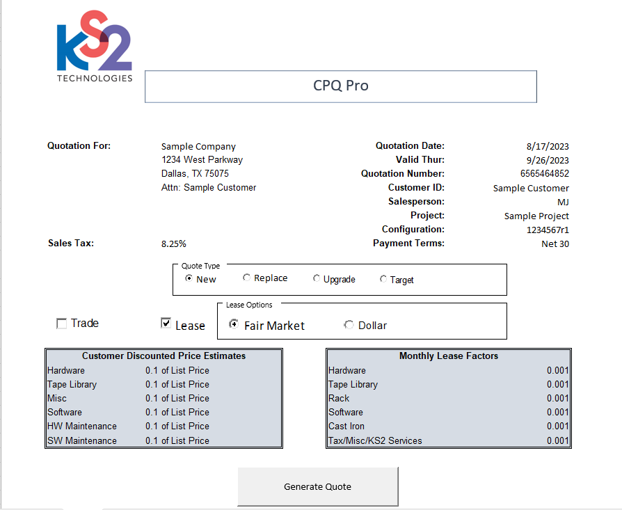 CPQ Pro screenshot