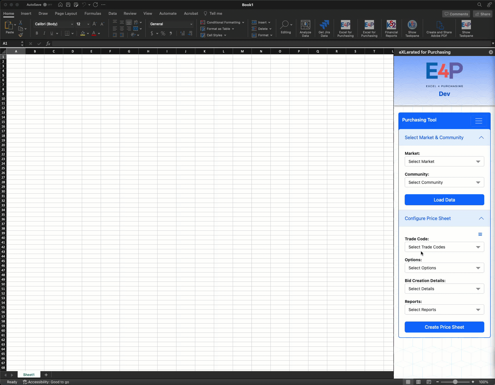 Excel4Purchasing screenshot