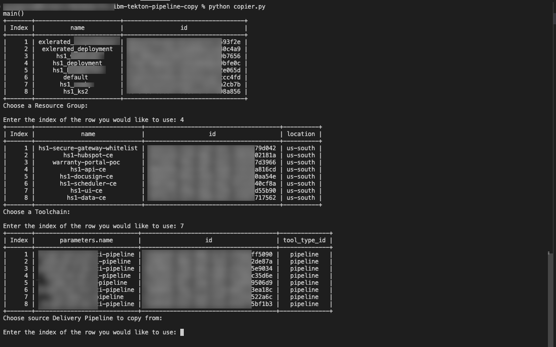 IBM Tekton Pipeline Copy screenshot